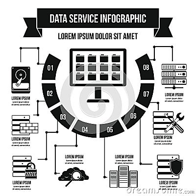 Data service infographic concept, simple style Vector Illustration