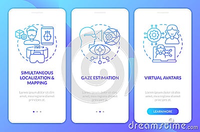 Data solutions for metaverse blue gradient onboarding mobile app screen Vector Illustration