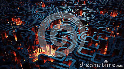 data sorting algorithm maze Cartoon Illustration