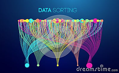 Data sorting colorful lines background. Data flow technology illustration Stock Photo