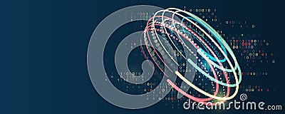 Data sorting process. A dynamic array of information, consisting of lines in the form of a disk. Big data stream futuristic Vector Illustration