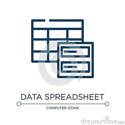 Data spreadsheet icon. Linear vector illustration from computer and media collection. Outline data spreadsheet icon vector. Thin Vector Illustration