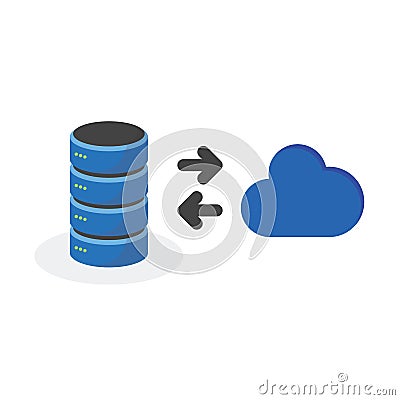 Data storage icon with connect cloud base storage Vector Illustration