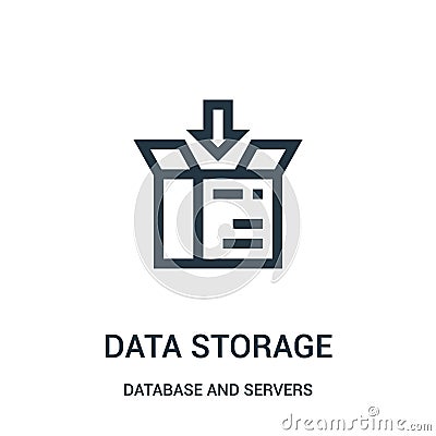 data storage icon vector from database and servers collection. Thin line data storage outline icon vector illustration Vector Illustration