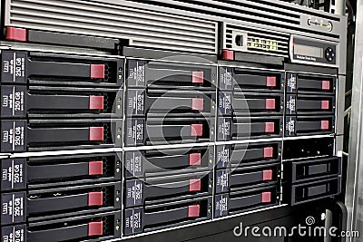 Data storage rack Stock Photo