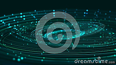 Data stream. Digital mind. Creation of artificial intelligence. Massive data, digital funnel Cartoon Illustration