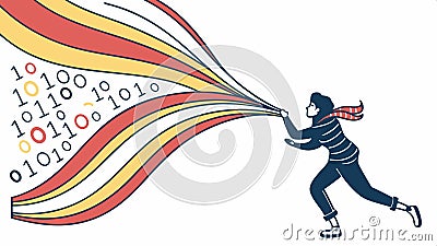 Data stream person, information flow vector design illustration Generative AI Vector Illustration