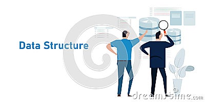 data structure database analyst looking into schema information Vector Illustration