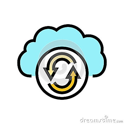 data synchronization cloud computing color icon vector illustration Cartoon Illustration