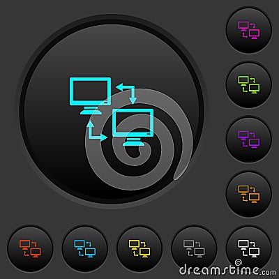 Data syncronization dark push buttons with color icons Stock Photo