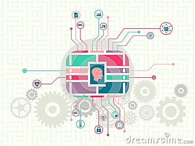 Data technology and machine learning concept. Vector Illustration