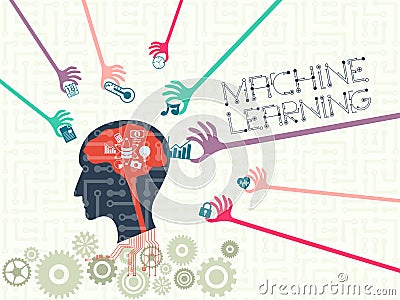 Data technology and machine learning concept. Vector Illustration