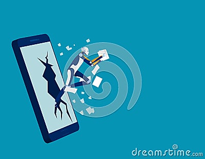 Data theft on business mobile phone, Concept technology programing, Hacker, Attack, Device Vector Illustration