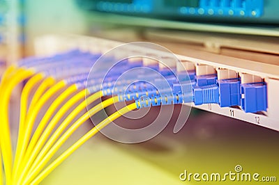 Data transfer by optical fibre Stock Photo