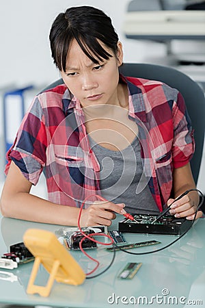 Data transfer by optical information technology server Stock Photo