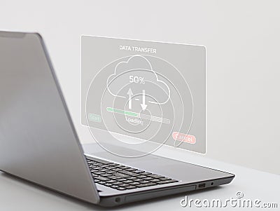 Data transfer, Uploading Upload and Download Information Concept. Stock Photo