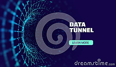 Data tunnel abstract vector background. Security tunnel protected data flow. Network security Vector Illustration