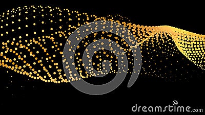 Data vibrate pulse dot particle wave. Abstract bulge hyperbola sinusoid. Infinity transition gradation 3d waveform background. Vector Illustration