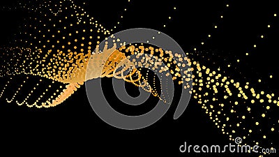 Data vibrate pulse dot particle wave. Abstract bulge hyperbola sinusoid. Infinity transition gradation 3d waveform background. Vector Illustration