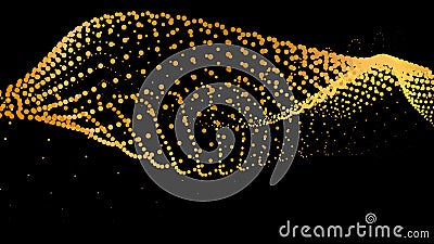 Data vibrate pulse dot particle wave. Abstract bulge hyperbola sinusoid. Infinity transition gradation 3d waveform background. Vector Illustration