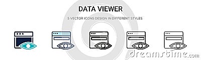 Data viewer icon in filled, thin line, outline and stroke style. Vector illustration of two colored and black data viewer vector Vector Illustration