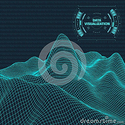 Data visualization background . Futuristic design hud element . Binary code , coding and programming concept . Wide Vector Illustration