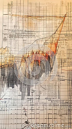 Data Visualization, A Complex Network of Lines and Numbers Stock Photo