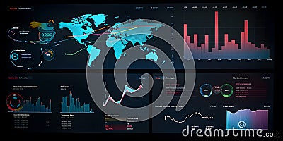 Data visualization dashboard charts graphs business intel created with generative AI Stock Photo
