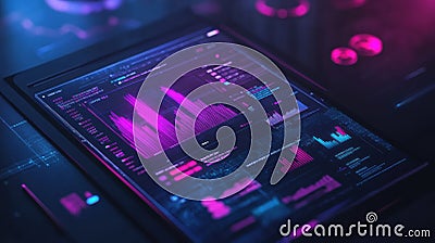 Data visualization interface showcasing vibrant charts and graphs in a modern analytical environment. Generative AI Stock Photo