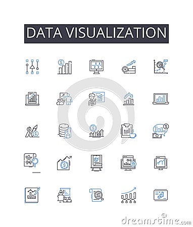 Data visualization line icons collection. Information display, Graphic depiction, Numerical illustration, Data Vector Illustration