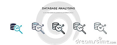 Database analysing icon in different style vector illustration. two colored and black database analysing vector icons designed in Vector Illustration