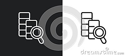database analysing outline icon in white and black colors. database analysing flat vector icon from business and analytics Vector Illustration