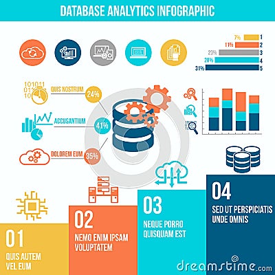 Database analytics infographics Vector Illustration