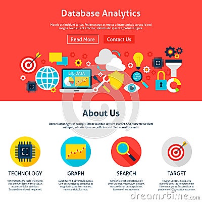 Database Analytics Website Design Vector Illustration