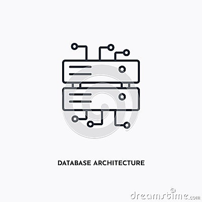 Database architecture outline icon. Simple linear element illustration. Isolated line database architecture icon on white Vector Illustration