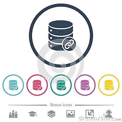 Database attachment flat color icons in round outlines Stock Photo