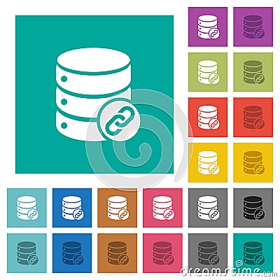 Database attachment square flat multi colored icons Stock Photo