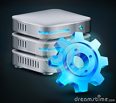 Database and blue gear Vector Illustration