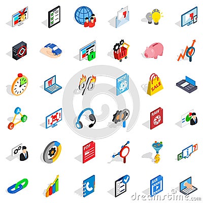 Database cloud icons set, isometric style Vector Illustration