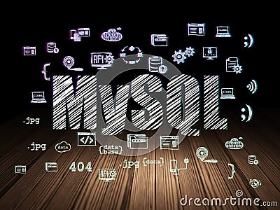 Database concept: MySQL in grunge dark room Stock Photo