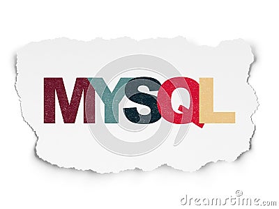 Database concept: MySQL on Torn Paper background Stock Photo