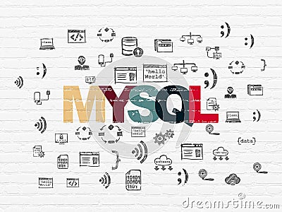 Database concept: MySQL on wall background Stock Photo