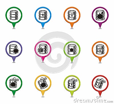 Database crash map pointer sets Stock Photo