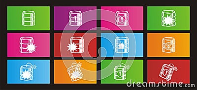 Database crash rectangle metro style icon sets Stock Photo