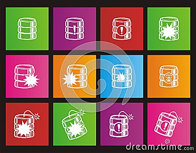 Database crash square metro style icon sets Stock Photo