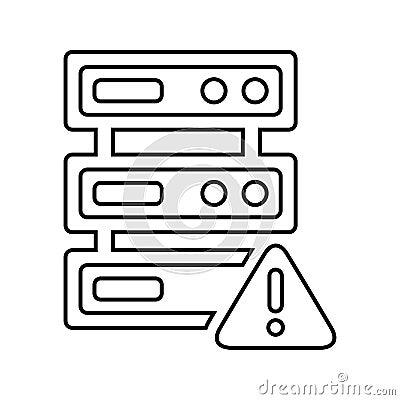 Database, error, alert icon. Outline vector graphics Vector Illustration