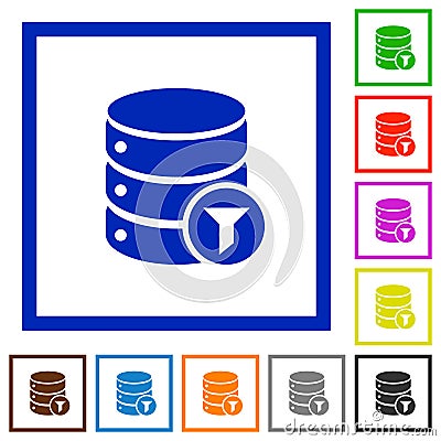 Database filter flat framed icons Stock Photo