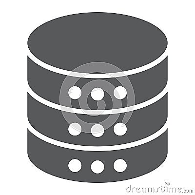 Database glyph icon, data and analytics, server Vector Illustration