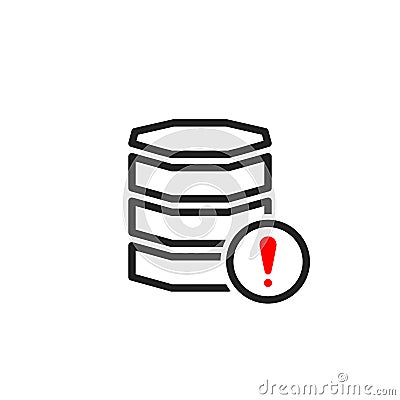 Database icon with exclamation mark. Database icon and alert, error, alarm, danger symbol Vector Illustration