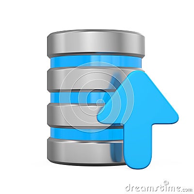 Database Icon with Upload Arrow Stock Photo